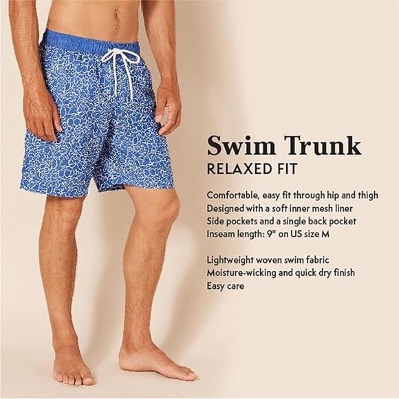Essentials Men's 9" Relaxed-Fit Quick-Dry Swim Trunk - Picture 2 of 5